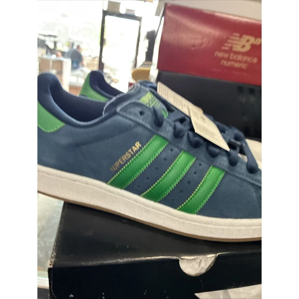 adidas Superstar ADV Mens Blue Green Sneakers Athletic Shoes JQ2098 Sz 10.5 NEW